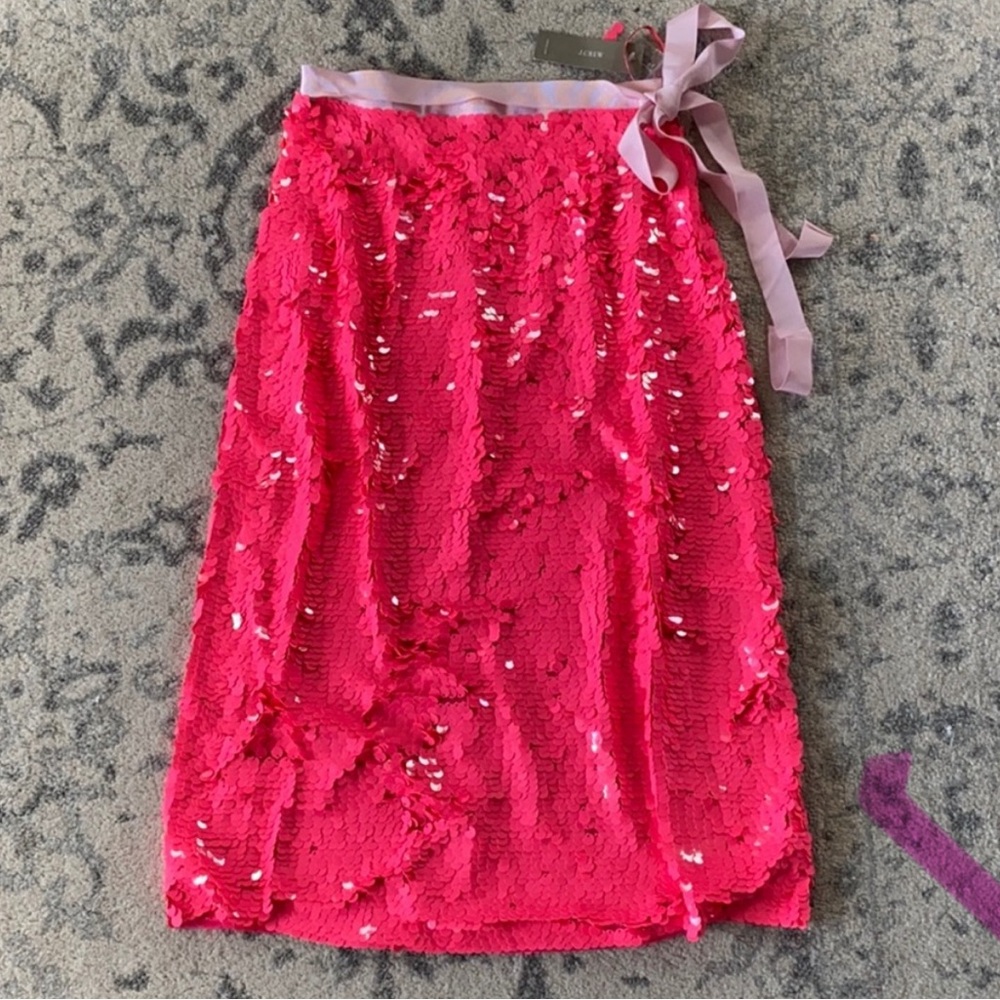 Pink sequin j crew skirt